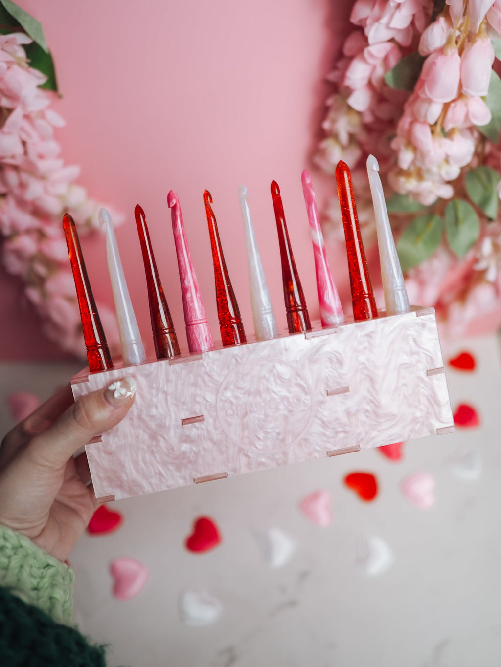 Pink Pearl Crochet Hook Stand