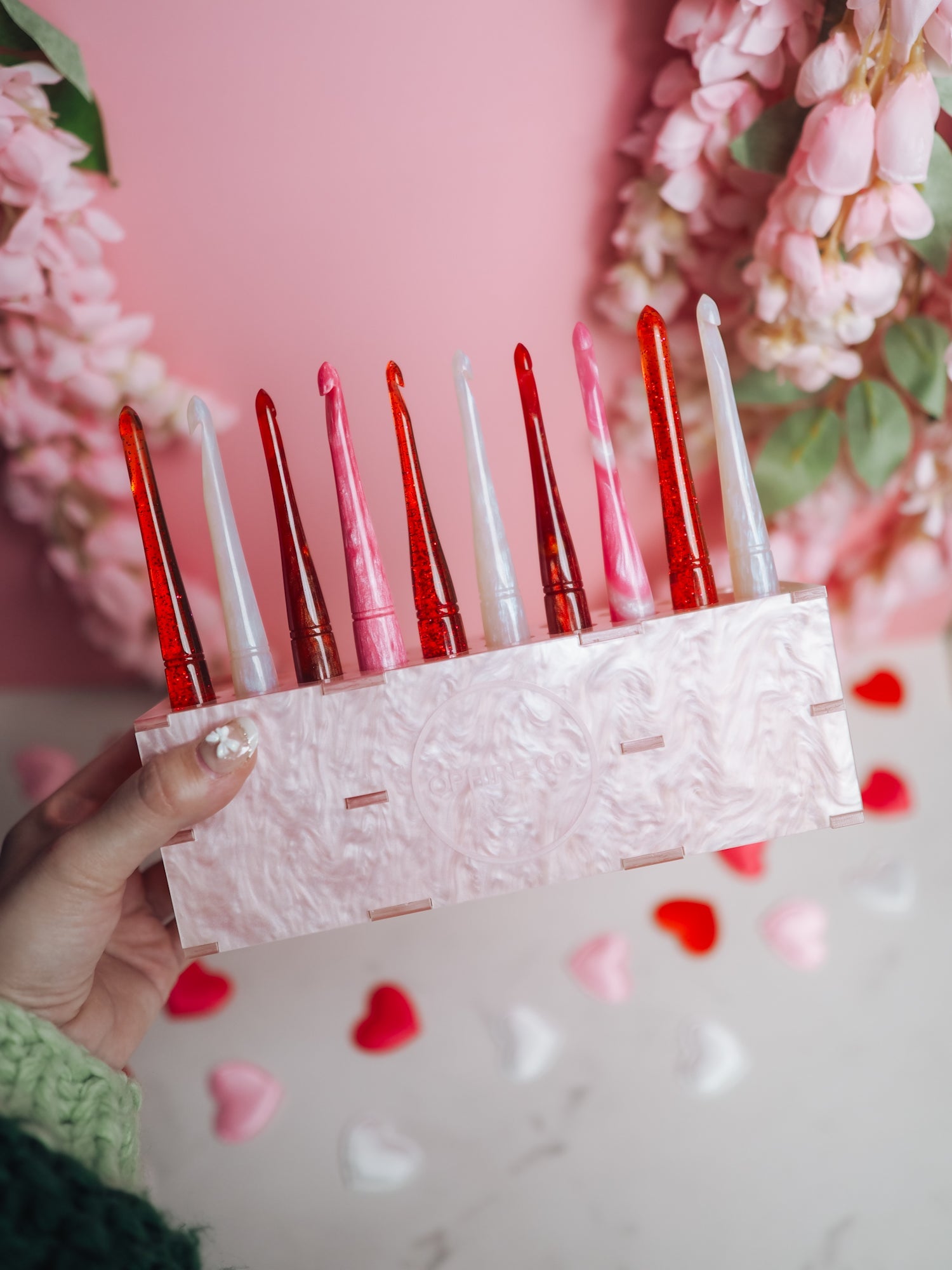 Pink Pearl Crochet Hook Stand
