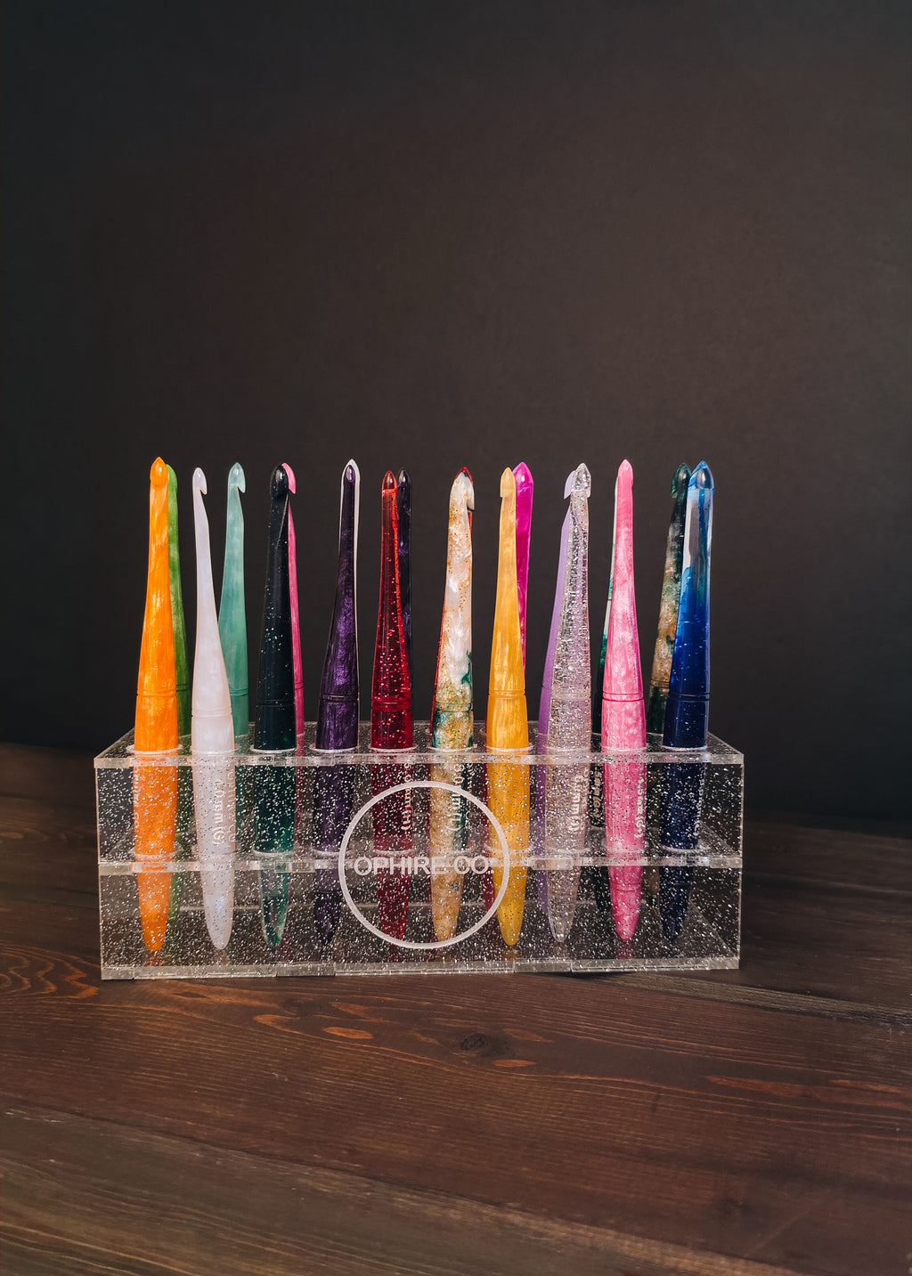 Clear Glitter Crochet Hook Stand