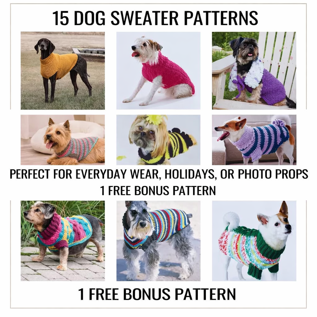 Crochet Dog Sweater Pattern Bundle | Easy Dog Hoodie & Pullover Pattern | Beginner Friendly Pet Coat PDF