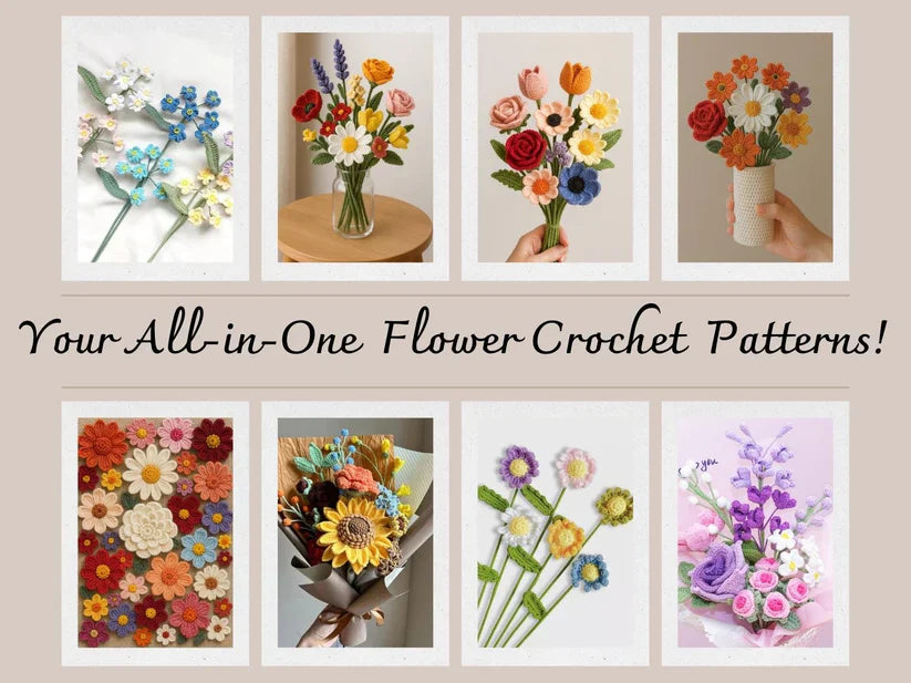800+ Ultimate Flower Crochet Pattern Bundle | Perfect for Weddings, Mother’s Day & Graduation Bouquets | Roses, Tulips & More | PDF Download